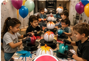 DRIPLAB verjaardagsfeestje met kinderen, ballonnen en kleurrijke spin art in Amsterdam