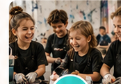 Leerlingen en begeleiders werken samen tijdens een educatieve DRIPLAB workshop voor BSO en scholen